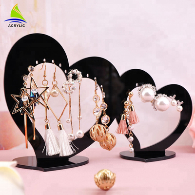Ritel Display Perhiasan Akrilik Elegan Meja Display Anting-Anting Double Heart