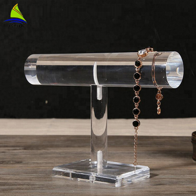 T Bar Acrylic Jewelry Organizer Crystal Clear Acrylic Jewelry Bracelet Tampilan Stand