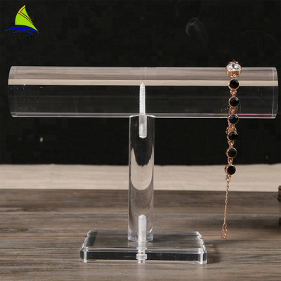 T Bar Acrylic Jewelry Organizer Crystal Clear Acrylic Jewelry Bracelet Tampilan Stand