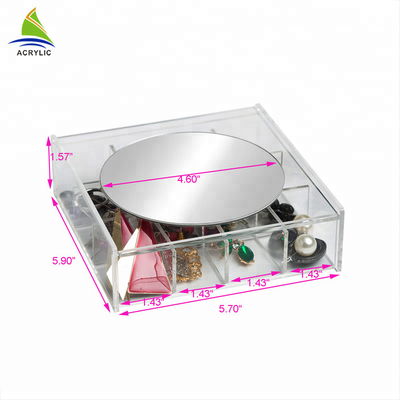 Display perhiasan akrilik yang jelas Display perhiasan Set penyimpanan dengan cermin Layanan OEM