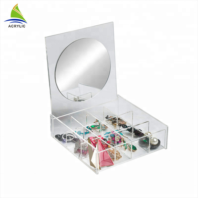 Display perhiasan akrilik yang jelas Display perhiasan Set penyimpanan dengan cermin Layanan OEM