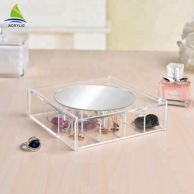Display perhiasan akrilik yang jelas Display perhiasan Set penyimpanan dengan cermin Layanan OEM