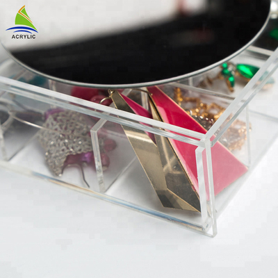 Display perhiasan akrilik yang jelas Display perhiasan Set penyimpanan dengan cermin Layanan OEM