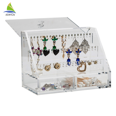 Clear Acrylic Jewelry Tampilan Box Elegant Attached With Drawers Ukuran Disesuaikan