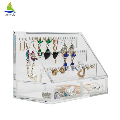 Clear Acrylic Jewelry Tampilan Box Elegant Attached With Drawers Ukuran Disesuaikan