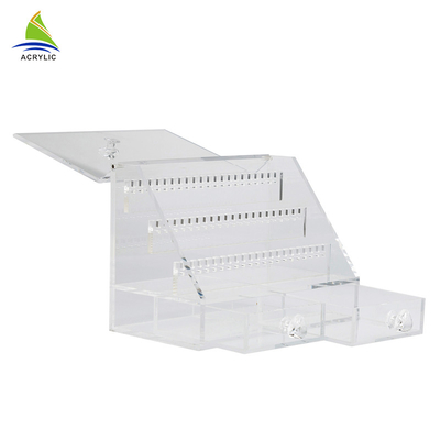 Clear Acrylic Jewelry Tampilan Box Elegant Attached With Drawers Ukuran Disesuaikan