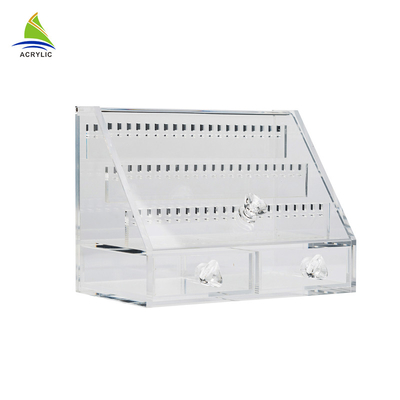 Clear Acrylic Jewelry Tampilan Box Elegant Attached With Drawers Ukuran Disesuaikan