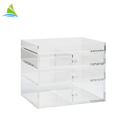 3 - Lapisan Plastik Acrylic Make Up Organizer Acrylic Makeup Berdiri Kekerasan Tinggi