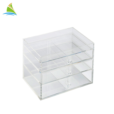 3 - Lapisan Plastik Acrylic Make Up Organizer Acrylic Makeup Berdiri Kekerasan Tinggi