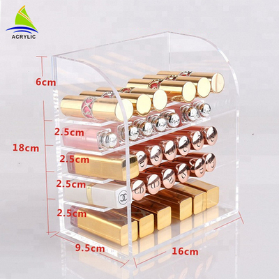 Eco - Friendly Acrylic Cosmetic Display Storage Box Untuk Lipsticks Organizer