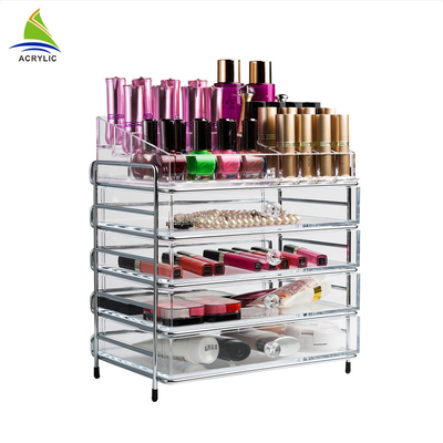 Penyimpanan Makeup Elegan 4 Kotak Penyimpanan Laci Rak Akrilik Berwarna Tingkatan Display