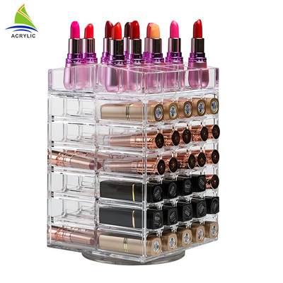 Rotating Acrylic Lipstick Holder Berputar Lipstick Tower 3mm Ketebalan