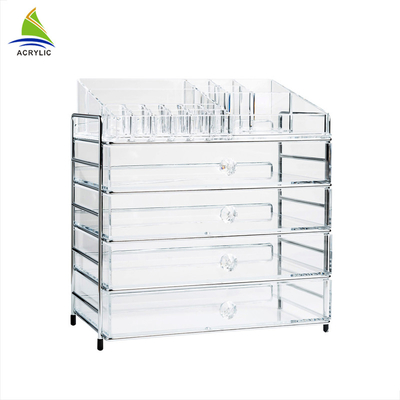 4 Laci Lipstik Holder Meja Elegan Batal Acrylic Makeup Storage Box