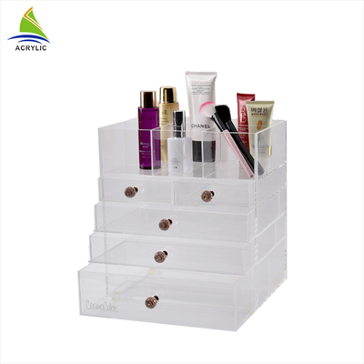 Kotak Display Akrilik Kosmetik Putih Acrylic Drawer Makeup Organizer Kerataan
