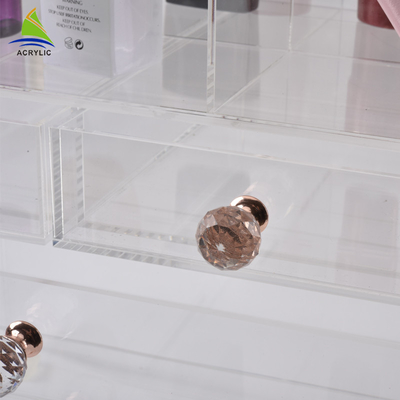 Kotak Display Akrilik Kosmetik Putih Acrylic Drawer Makeup Organizer Kerataan