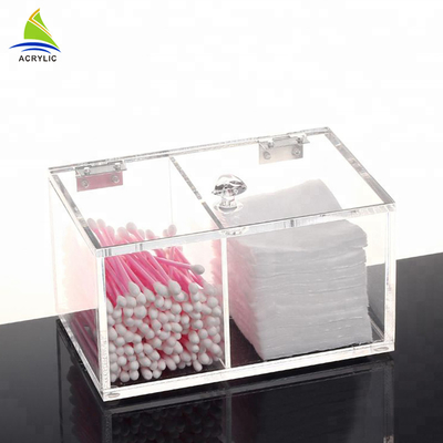 Plastik Acrylic Display Kosmetik Acrylic Makeup Cotton Kotak Penyimpanan Datar