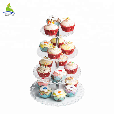 Kualitas terbaik Square Dessert Cupcake Tower Modern Acrylic cake berdiri plastik