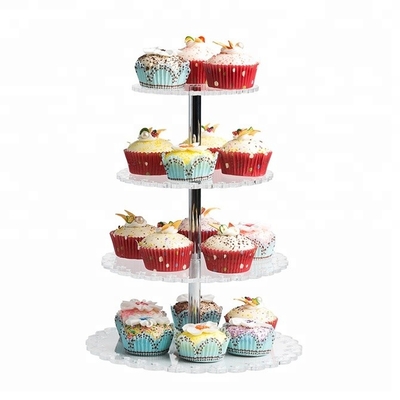 Disesuaikan Crystal Acrylic Cake Tampilan Modern Acrylic Wedding Cake Stand