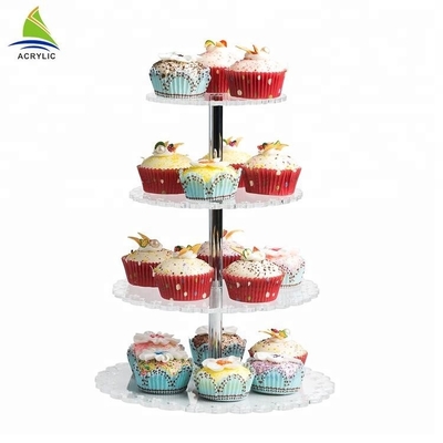 Round 4 Tier Crylic Cake Display Acrylic Dessert Display Stand Untuk Penyimpanan