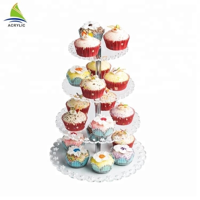 Round 4 Tier Crylic Cake Display Acrylic Dessert Display Stand Untuk Penyimpanan