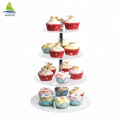 Round 4 Tier Crylic Cake Display Acrylic Dessert Display Stand Untuk Penyimpanan