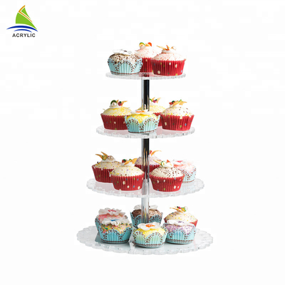 Persegi Dessert Cupcake Tower Acrylic Cake Stand High kekerasan dan kerataan