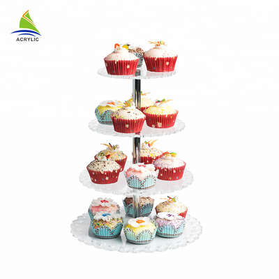 Persegi Dessert Cupcake Tower Acrylic Cake Stand High kekerasan dan kerataan