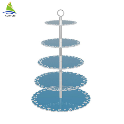 5 - Tier Wedding Acrylic Cake Tampilan Berdiri Cupcake Tower Round Shape