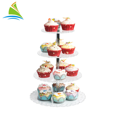 5 - Tier Wedding Acrylic Cake Tampilan Berdiri Cupcake Tower Round Shape