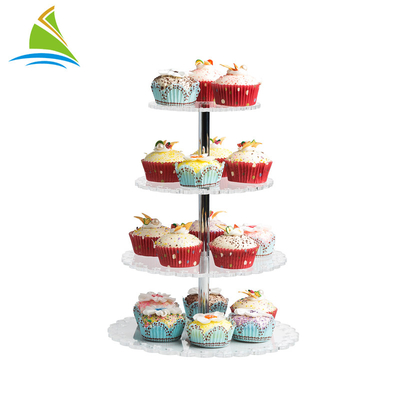5 - Tier Wedding Acrylic Cake Tampilan Berdiri Cupcake Tower Round Shape