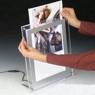 Pabrik Ukuran Custom Acrylic Dinding Dipimpin Pemegang Tanda / Acrylic Led Menu Holder