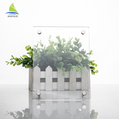 Dekorasi Acrylic Double Sided Picture Frames Acrylic Batal Photo Holder Dengan Kaki Logam