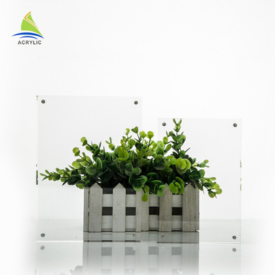 Dekorasi Acrylic Double Sided Picture Frames Acrylic Batal Photo Holder Dengan Kaki Logam