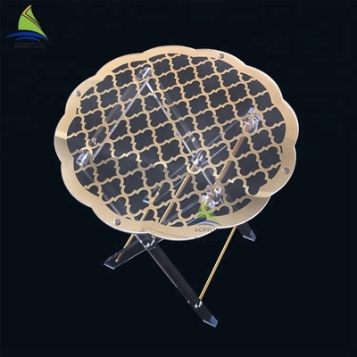 Ruang Tamu Round Acrylic Modern Coffee Folding Table Ukuran Disesuaikan