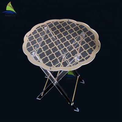 Ruang Tamu Round Acrylic Modern Coffee Folding Table Ukuran Disesuaikan