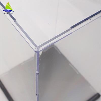 High Gloss Square Acrylic Tampilan Kotak Mewah Kontra Top Dekorasi Kotak Clear Disesuaikan
