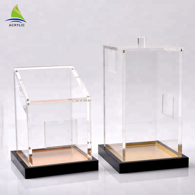 Eco - Friendly Perspex Sliding Lid Tampilan Extension Batal Acrylic Cube Boxes