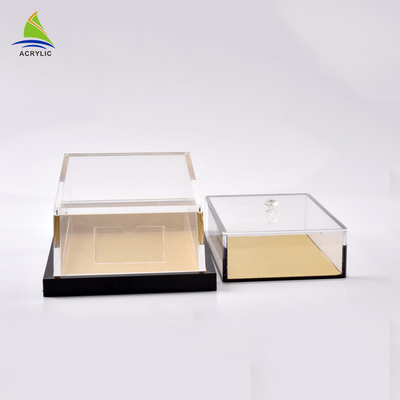 Countertop kecil Acrylic Tampilan Storage Box Permukaan halus Silk Screen Printing
