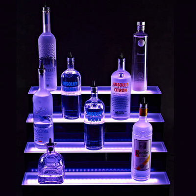 Botol Led transparan Tampilan 3 Tier Langkah Led Wine Stand Led Light Bottle Holder