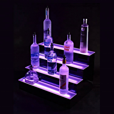 Botol Led transparan Tampilan 3 Tier Langkah Led Wine Stand Led Light Bottle Holder