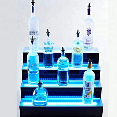 Botol Led transparan Tampilan 3 Tier Langkah Led Wine Stand Led Light Bottle Holder