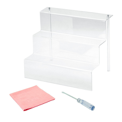 Tinggi Transparan Batal Acrylic Tiered Display Berdiri 3 Langkah Acrylic Display