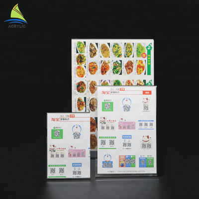 Disesuaikan Batal Acrylic Slanted Desain menu pemegang Tanda akrilik