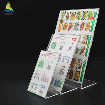 Disesuaikan Batal Acrylic Slanted Desain menu pemegang Tanda akrilik