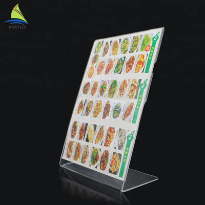 Disesuaikan Batal Acrylic Slanted Desain menu pemegang Tanda akrilik