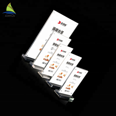 Desain baru Acrylic Sign Display Holder Kontra Top Acrylic Sign Brosur Pemegang