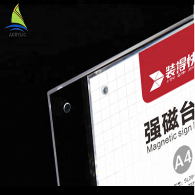 Tingkat Atas Tanda Akrilik Tampilan Pemegang Anodized Magnet Tanda Akrilik Kartu Display