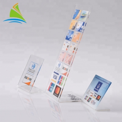 Transparansi Type L Shape Single Side Table Berdiri Acrylic Menu Holder Keteguhan