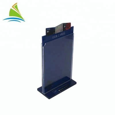 Modern PMMA Acrylic Tabletop Sign Holder Menyesuaikan Bentuk Kekerasan Tinggi