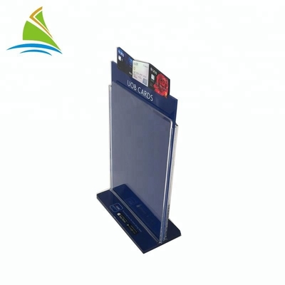 Modern PMMA Acrylic Tabletop Sign Holder Menyesuaikan Bentuk Kekerasan Tinggi
